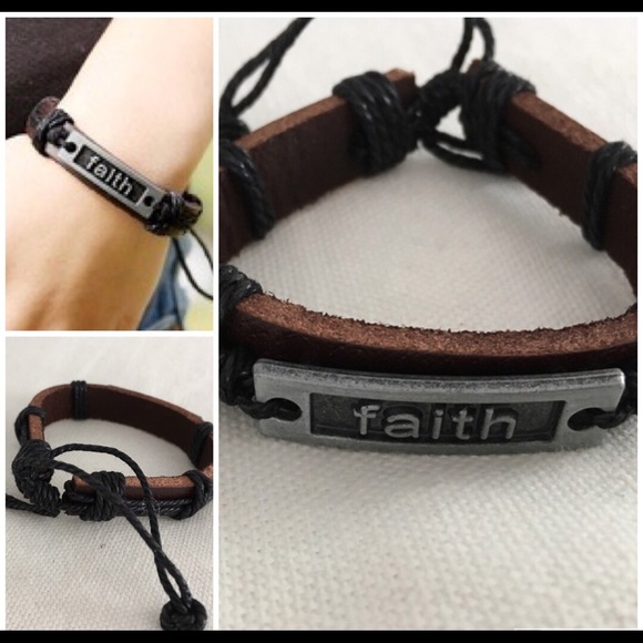 NWT Spiritual Leather Rope Wristband Bracelets - Picture 2 of 3